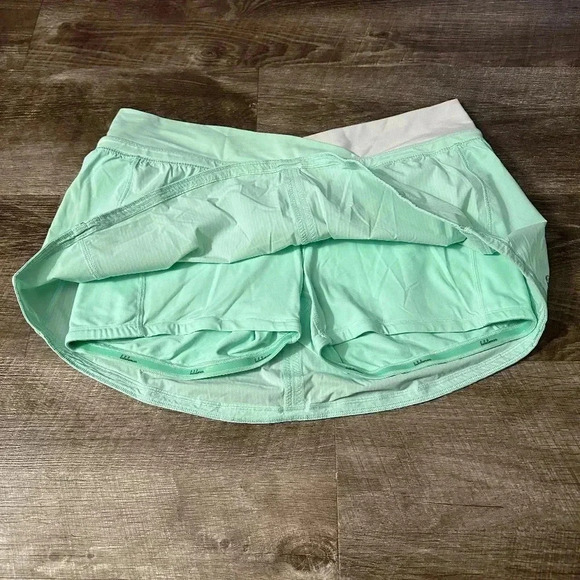 Lululemon Run Pace Skirt Wagon Stripe Fresh Teal/White size 10 tennis run skort - Picture 8 of 10